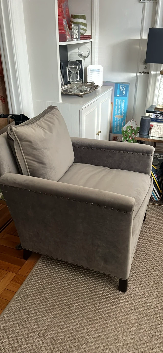 Grey Velvet Armchair - photo 2