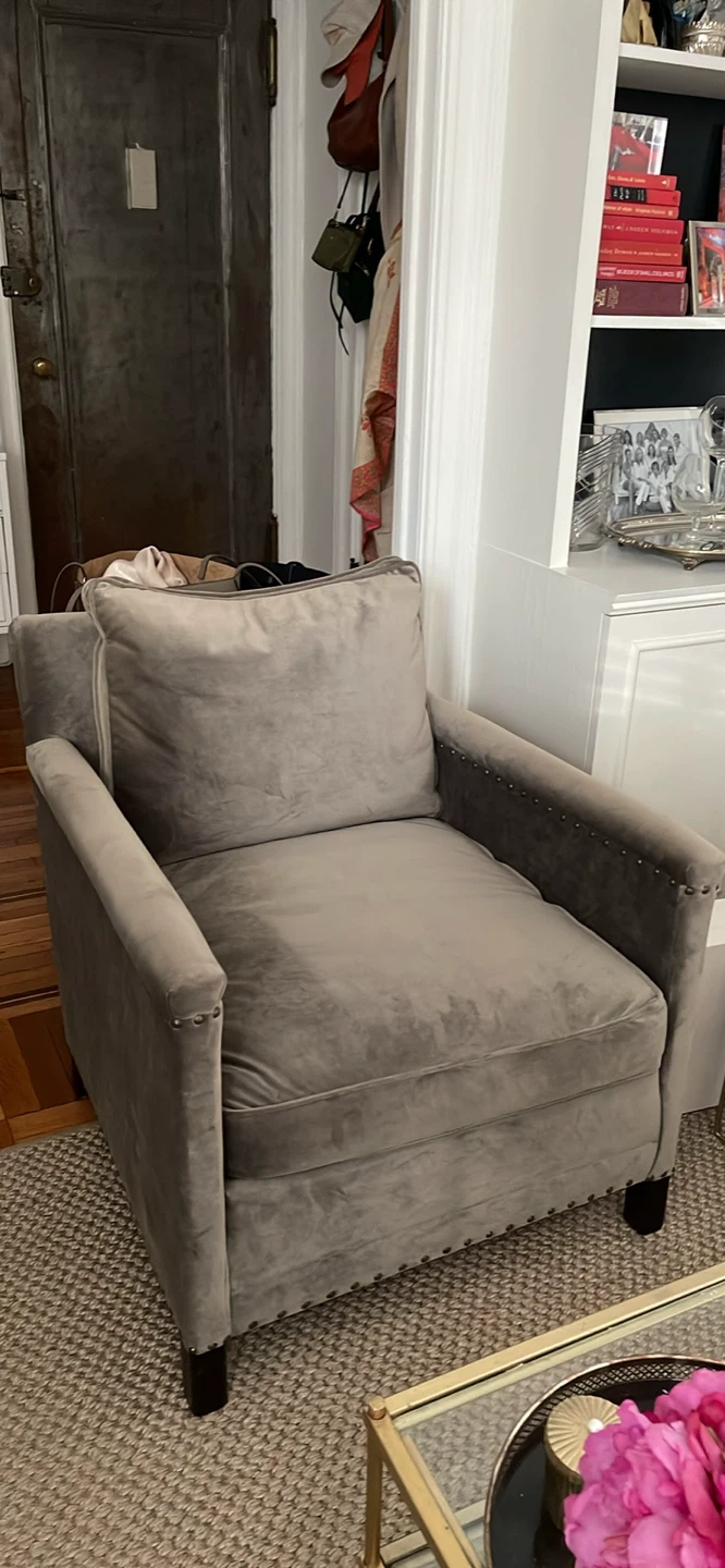 Grey Velvet Armchair