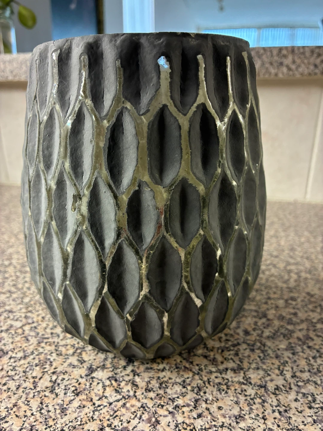 Textured Glass Vase- grey and silver - photo 3