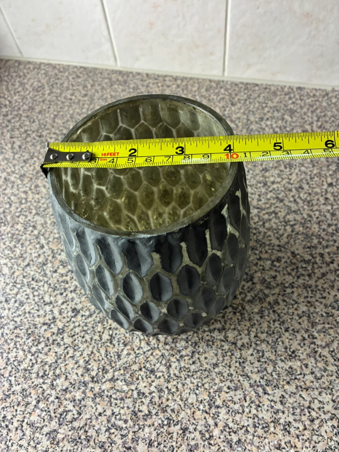 Textured Glass Vase- grey and silver - photo 4