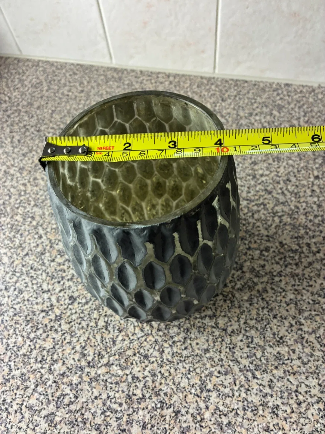 Textured Glass Vase- grey and silver - photo 4