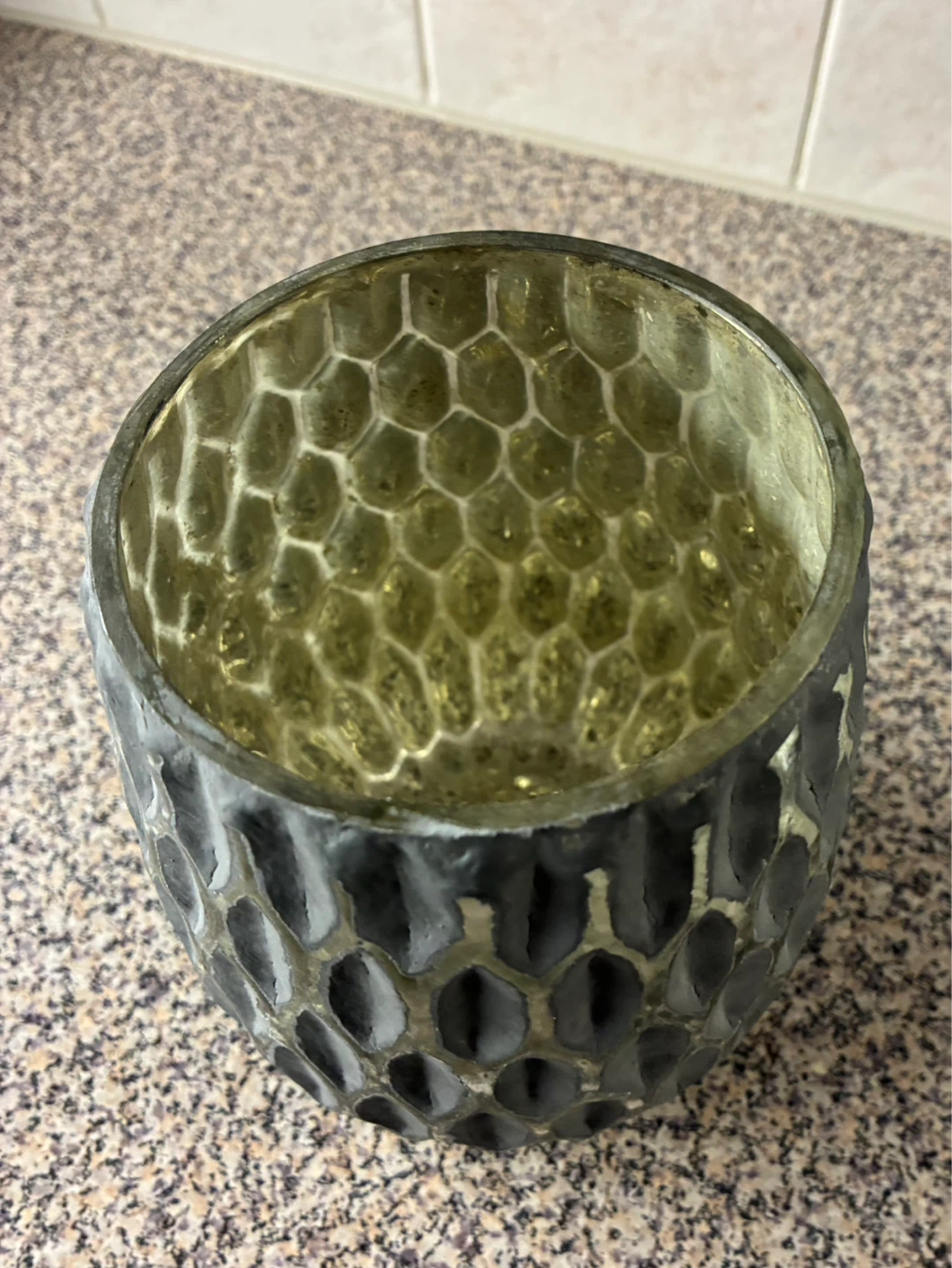 Textured Glass Vase- grey and silver - photo 2