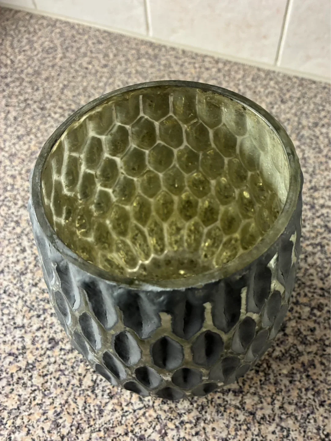 Textured Glass Vase- grey and silver - photo 2