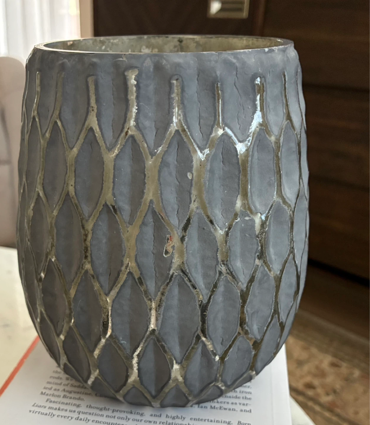 Textured Glass Vase- grey and silver - photo 5