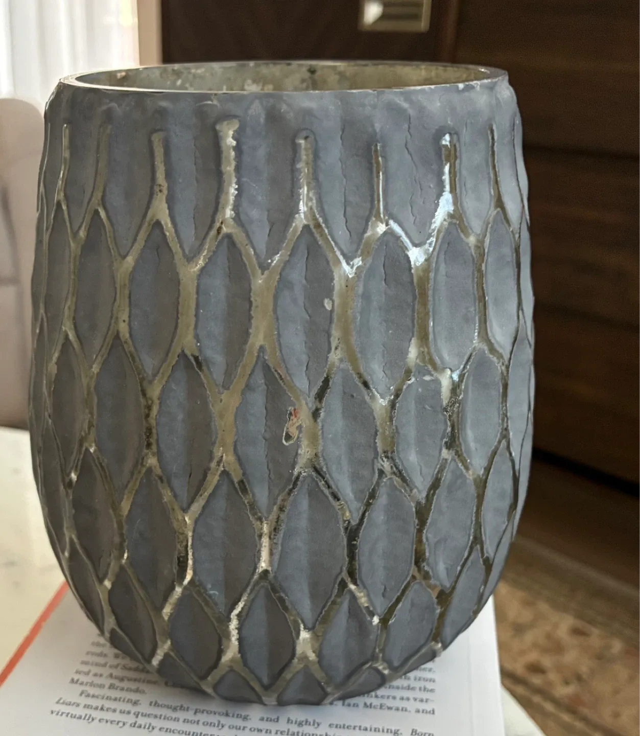 Textured Glass Vase- grey and silver - photo 5