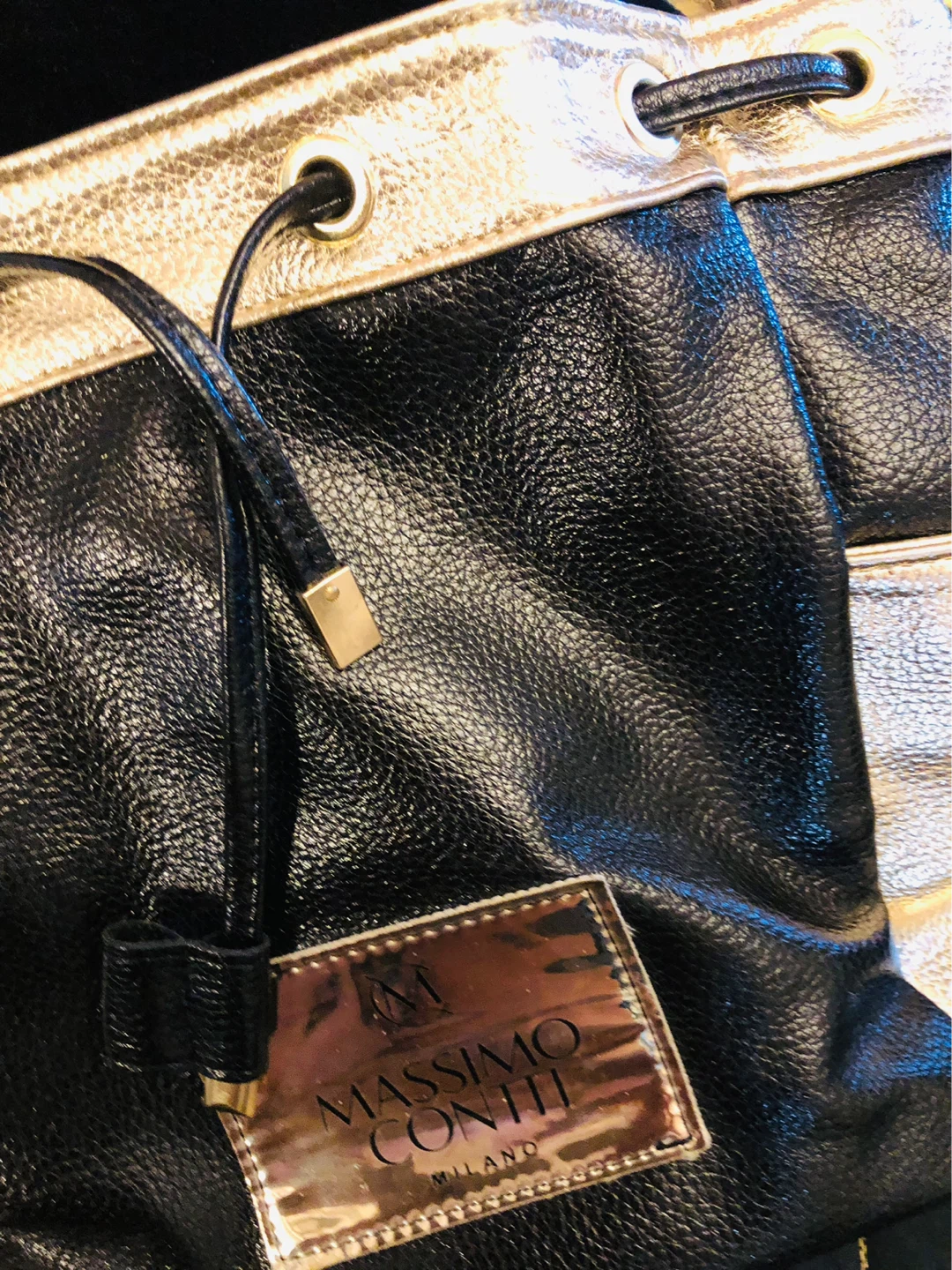 Massimo Conti Milano Bucket Bag - Black & Gold - photo 3