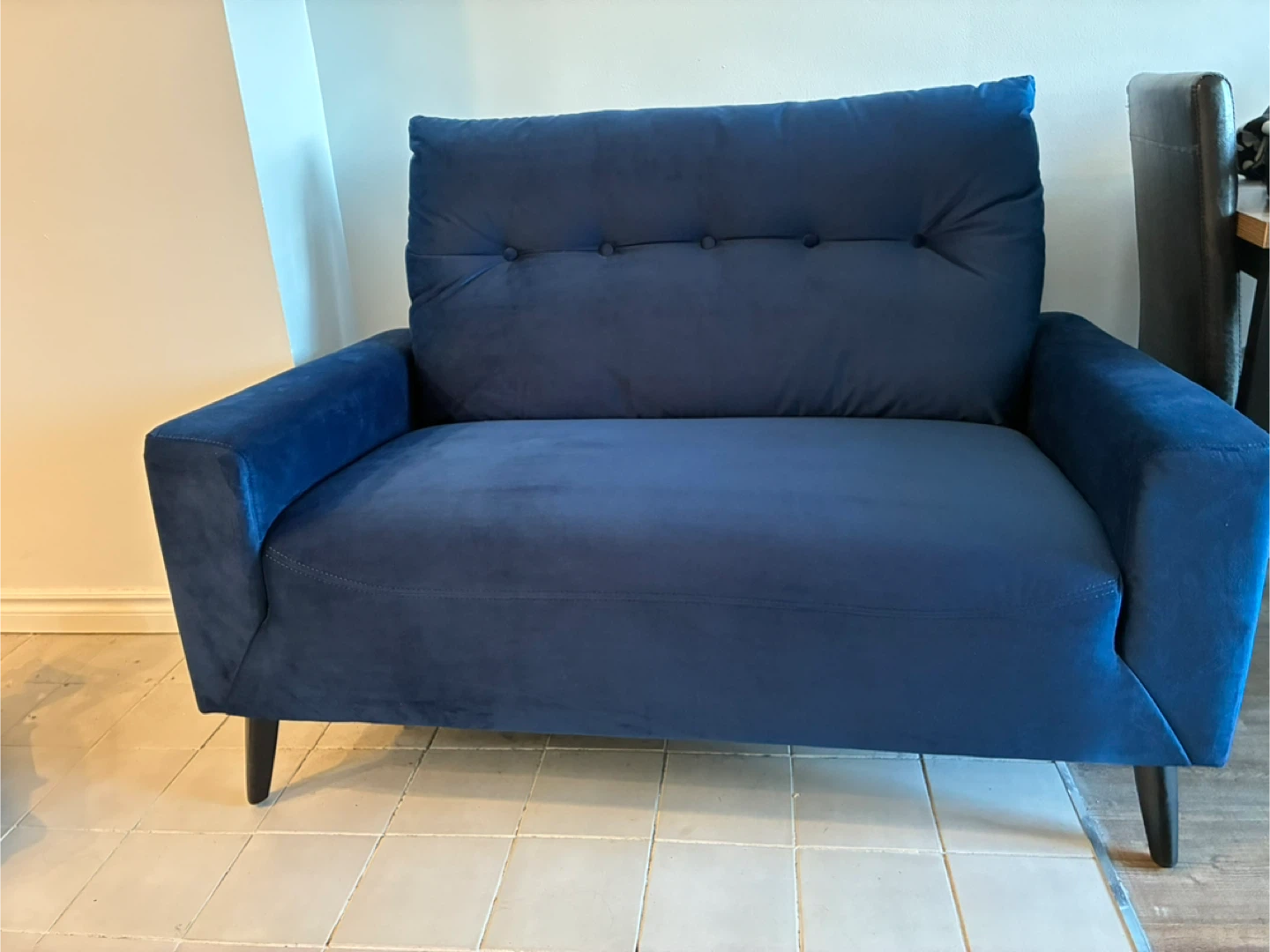 Blue Velvet Tufted Loveseat couch