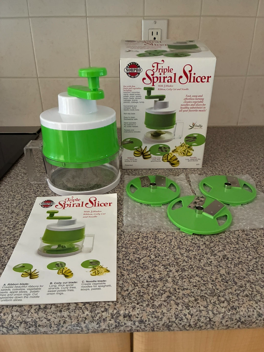 Norpro Triple Spiral Slicer with 3 Blades