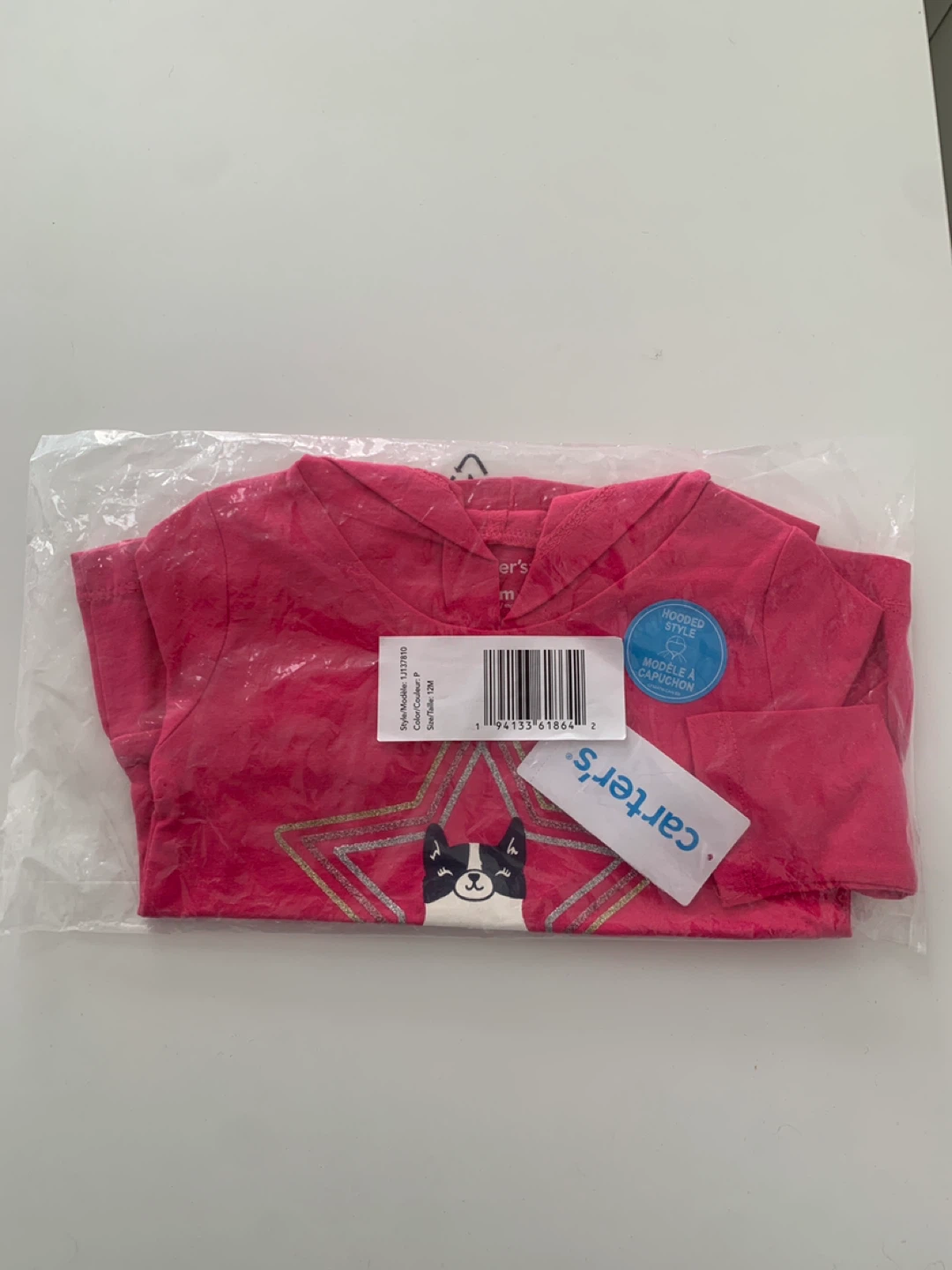 Carter's Pink Dog Star Hoodie - 12 Months