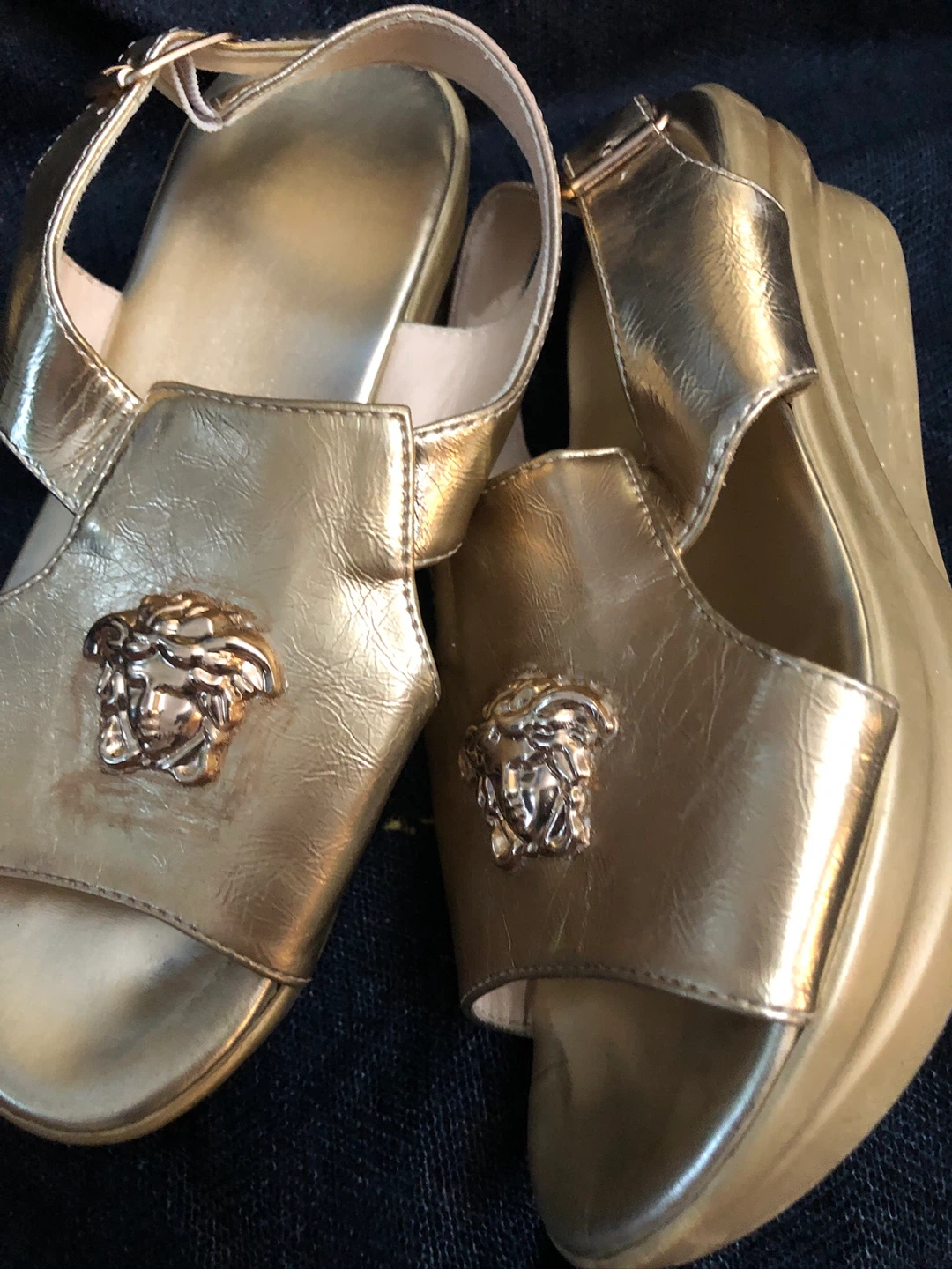 Gold Medusa Platform Sandals 8 - photo 2