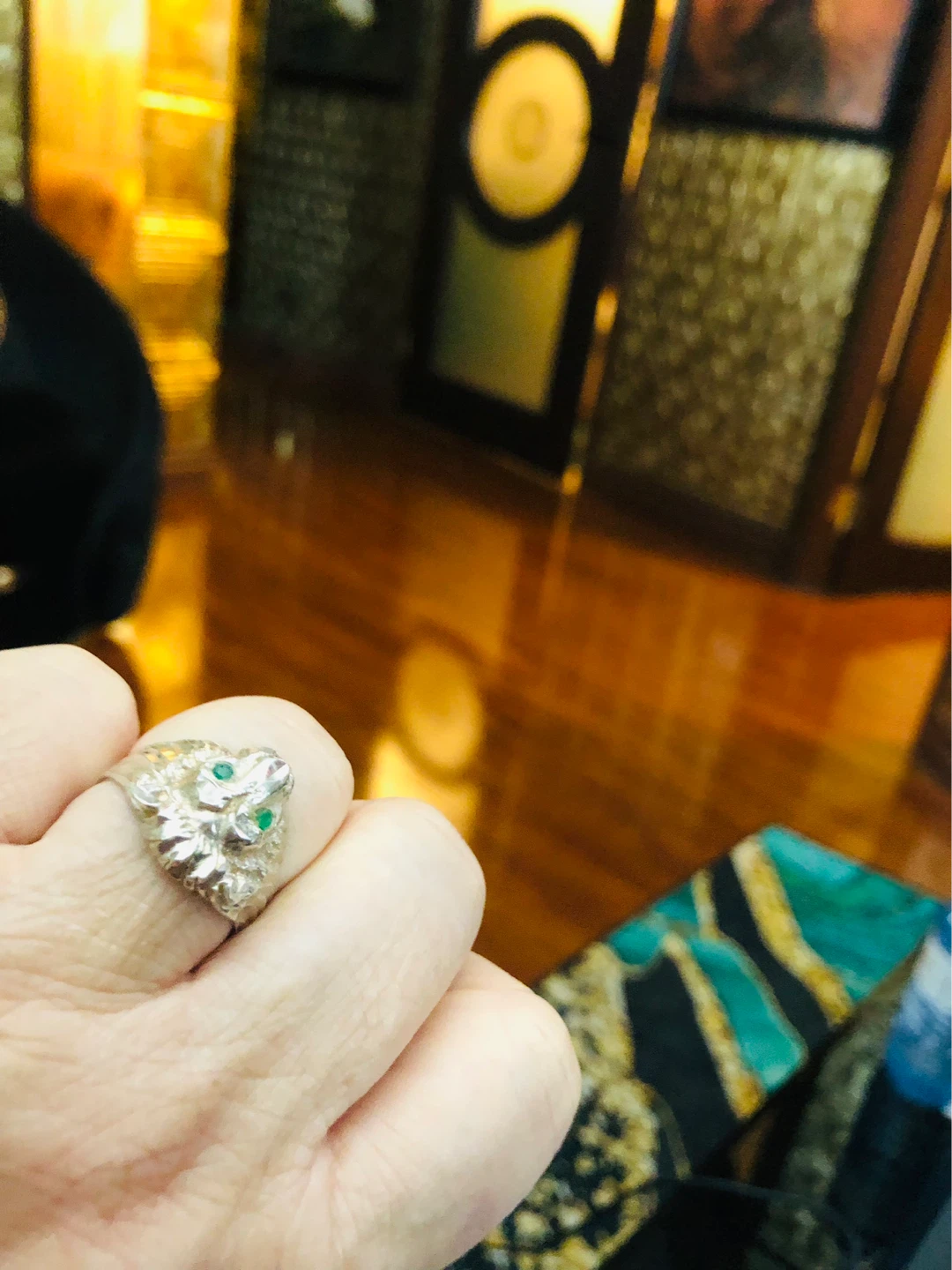 925 stamped real silver with green emerald 9