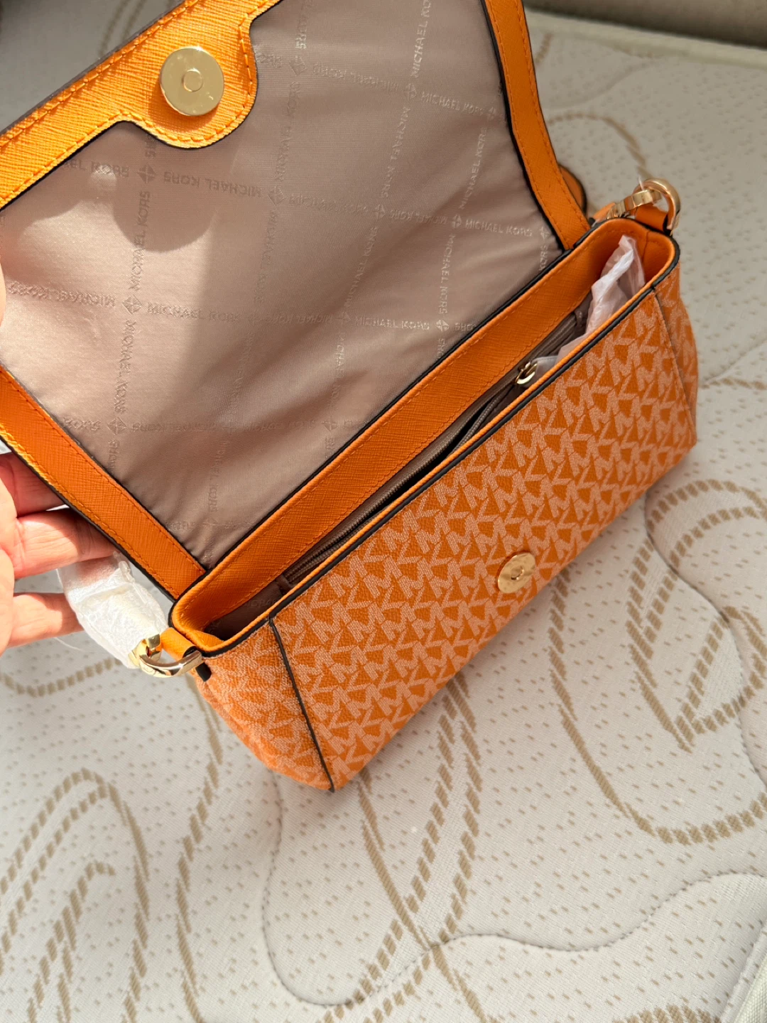 Michael Kors Orange Monogram Shoulder Bag - photo 3