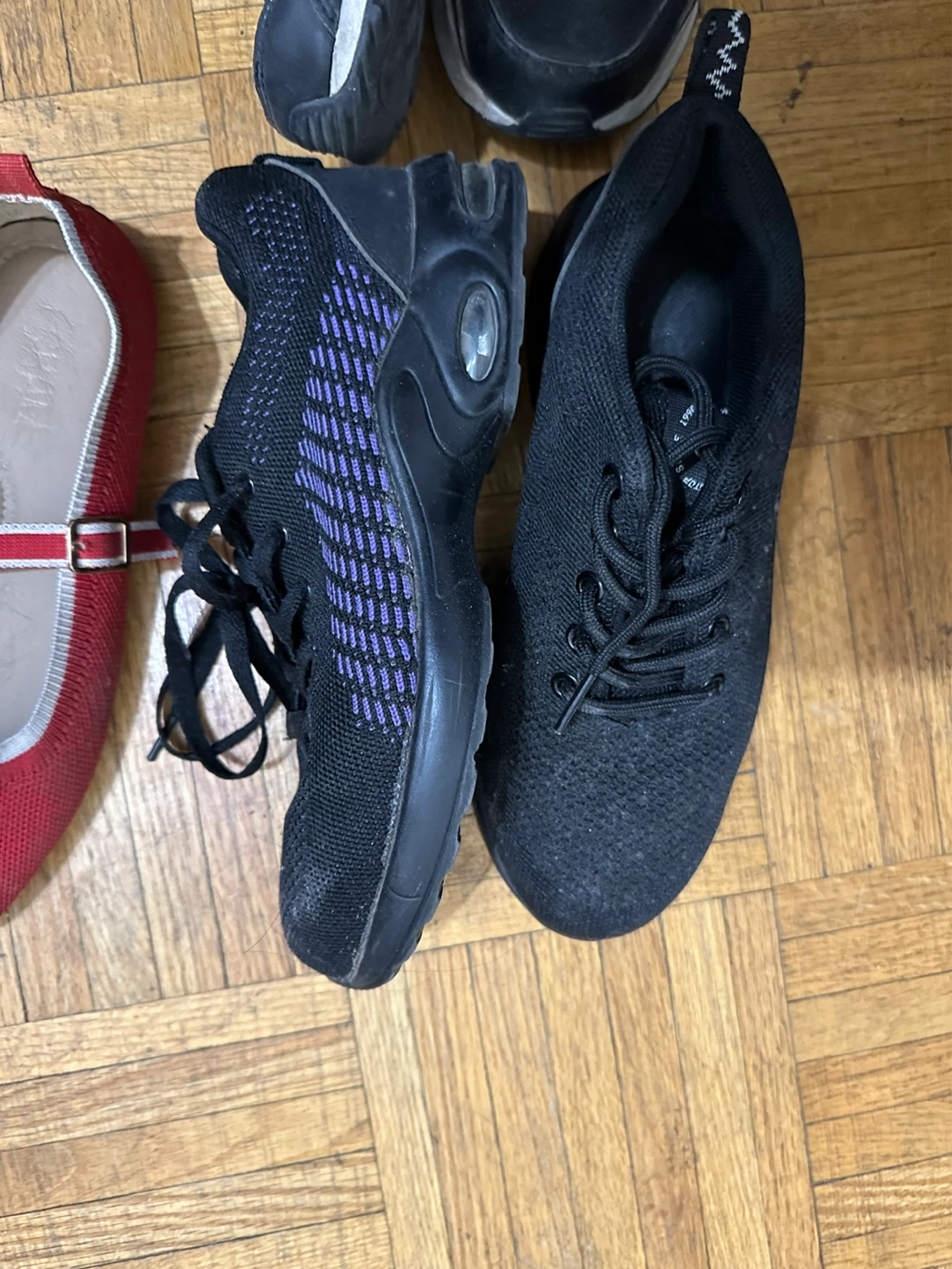 Assorted Footwear Bundle: Nike, Red Flats, Black Boots