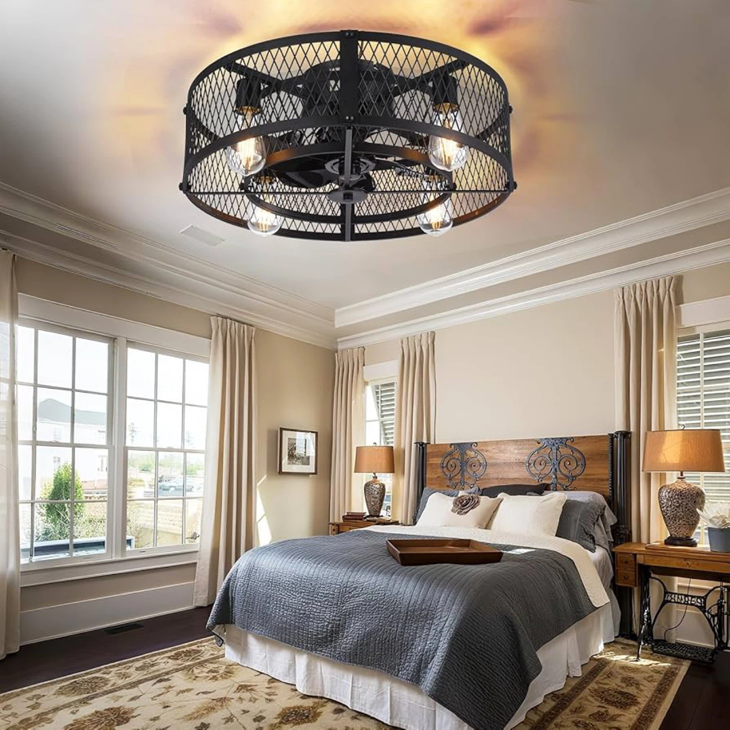 Depuley Black Flush Mount Ceiling Fan with Lights - photo 3