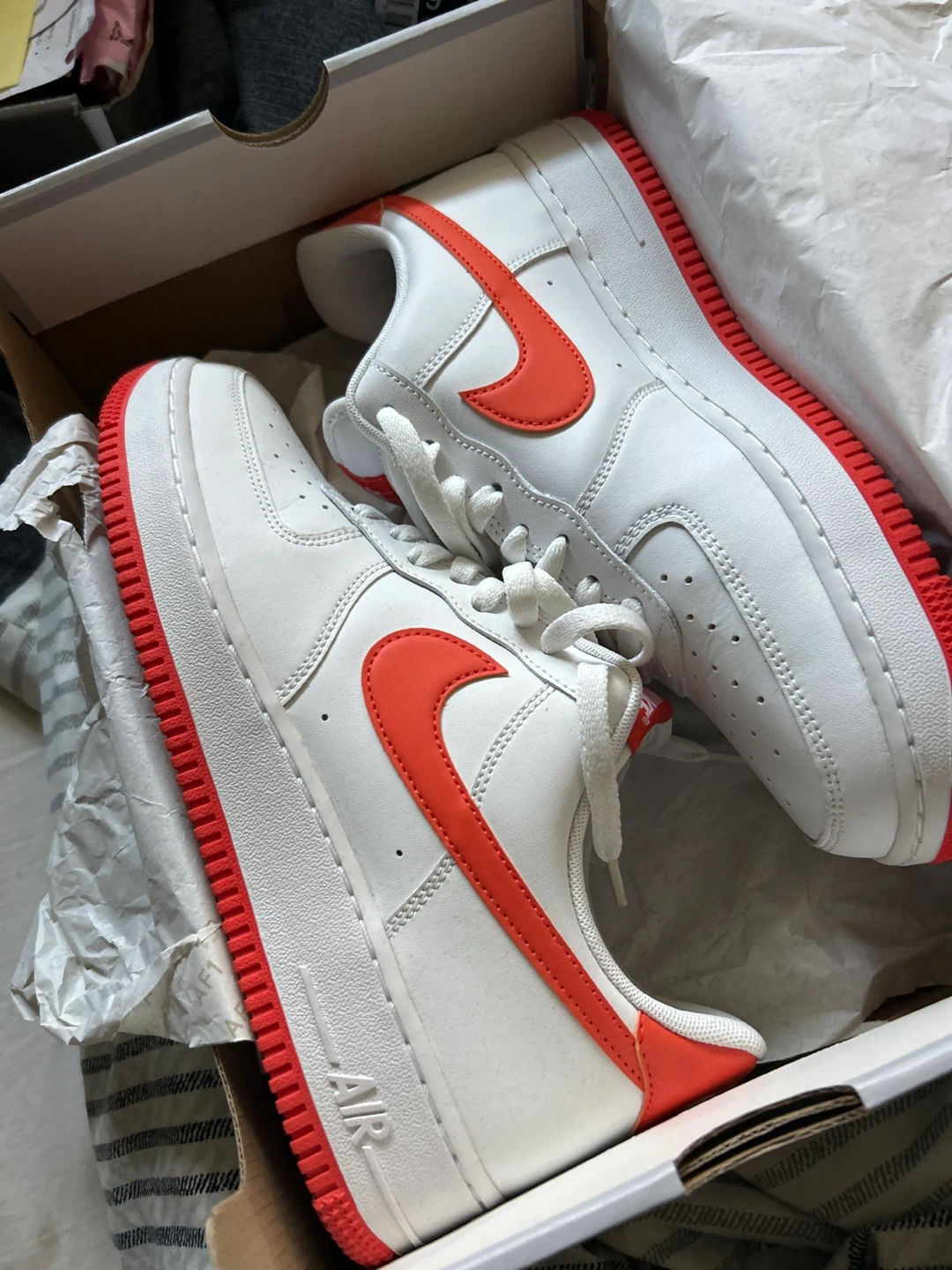 Nike Air Force 1 White/Orange Sneakers