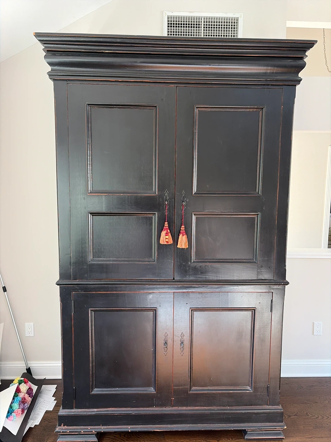 Black Tall Cabinet with Double Doors