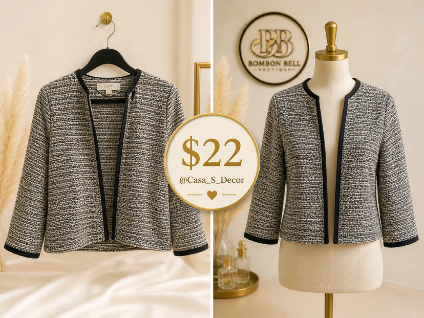 LOFT Tweed Open Front Blazer - photo 2