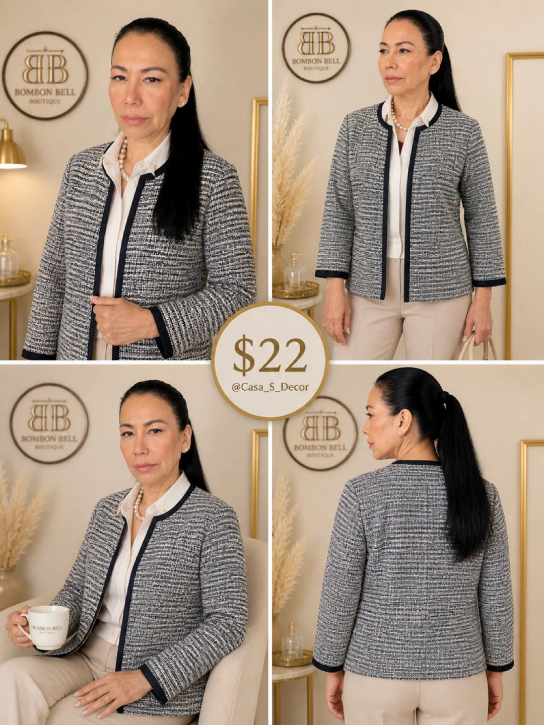 LOFT Tweed Open Front Blazer