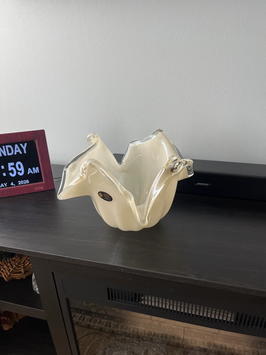 Murano Glass Art Bowl - Cream