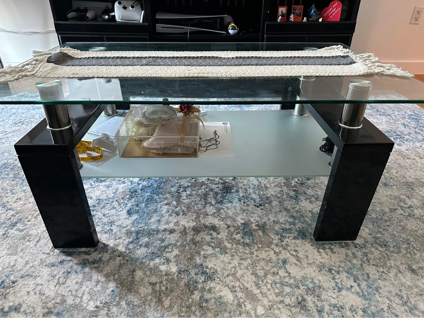 Glass Coffee Table with Black Legs - photo 2