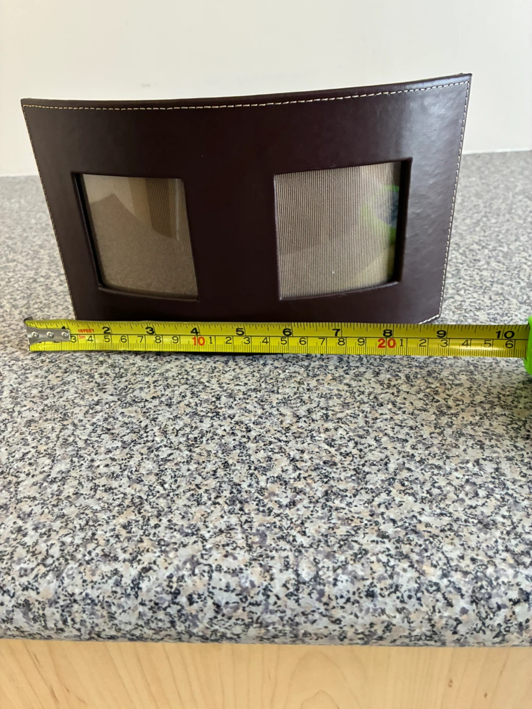 Brown Faux Leather Double Picture Frame - photo 3