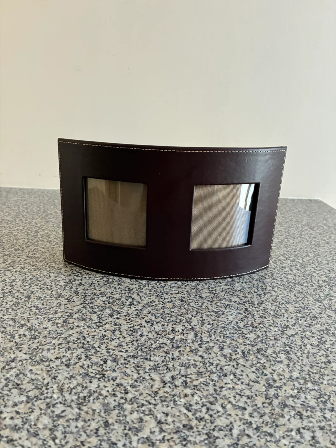 Brown Faux Leather Double Picture Frame