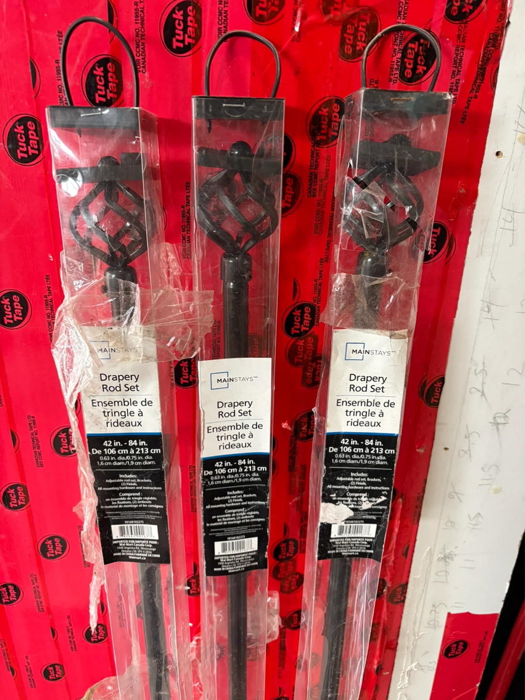 Lot of 3 Mainstays Drapery Rod Set Black 42-84 inches