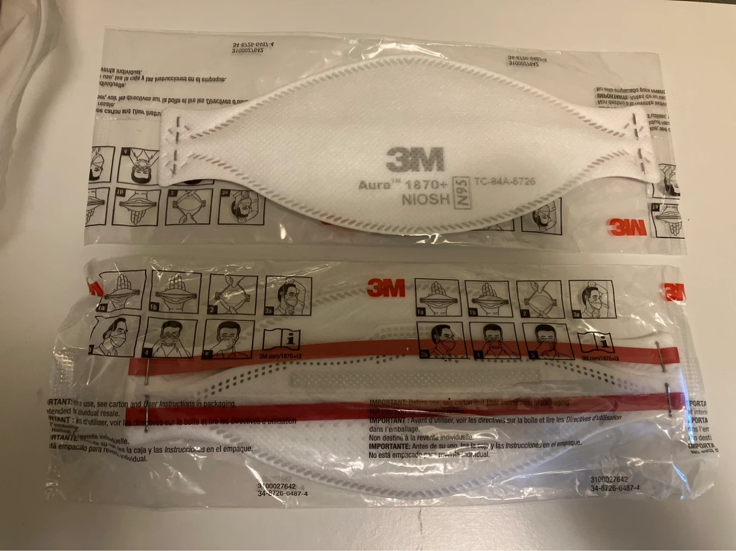3M Aura 1870+ N95 Respirator Masks (2 Pack)