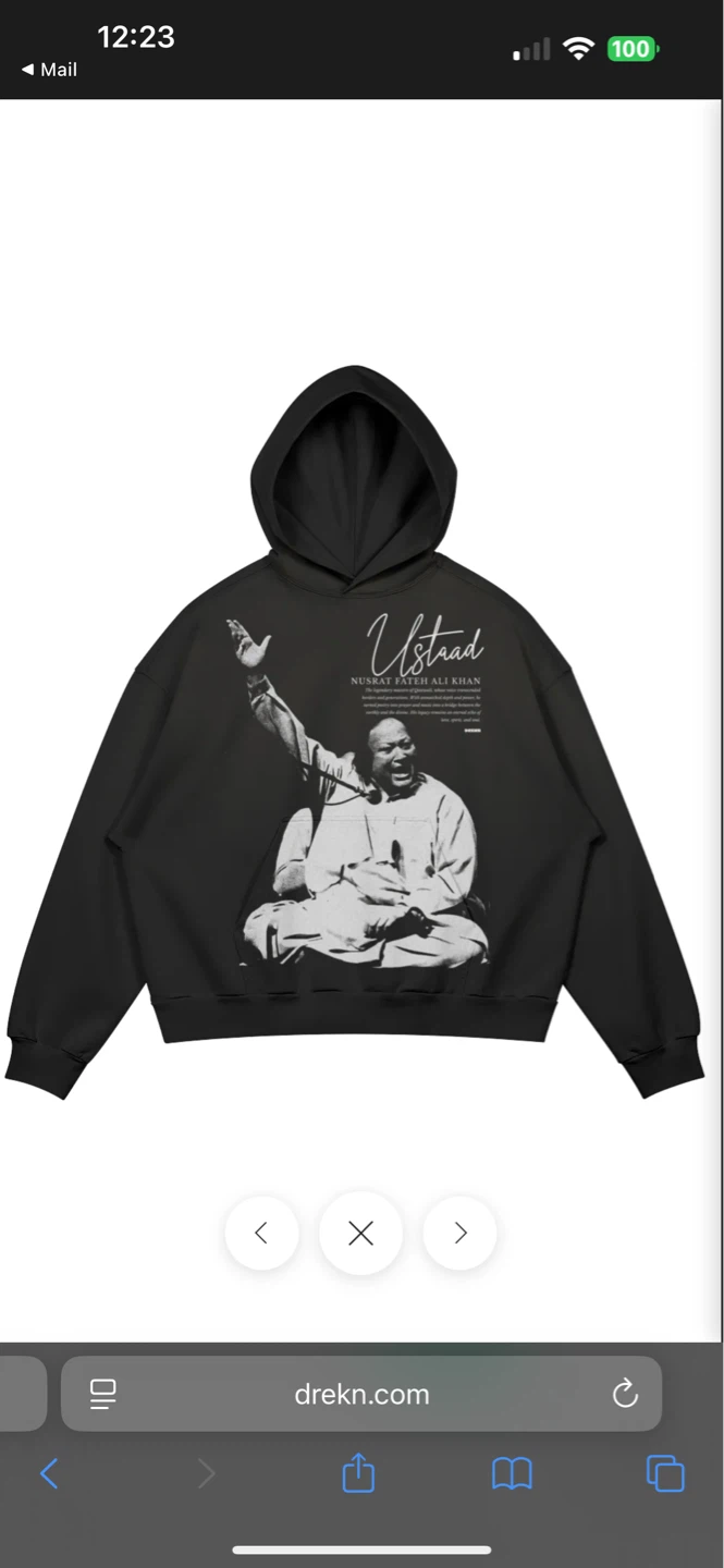 Ustaad Nusrat Fateh Ali Khan Black Hoodie - photo 2
