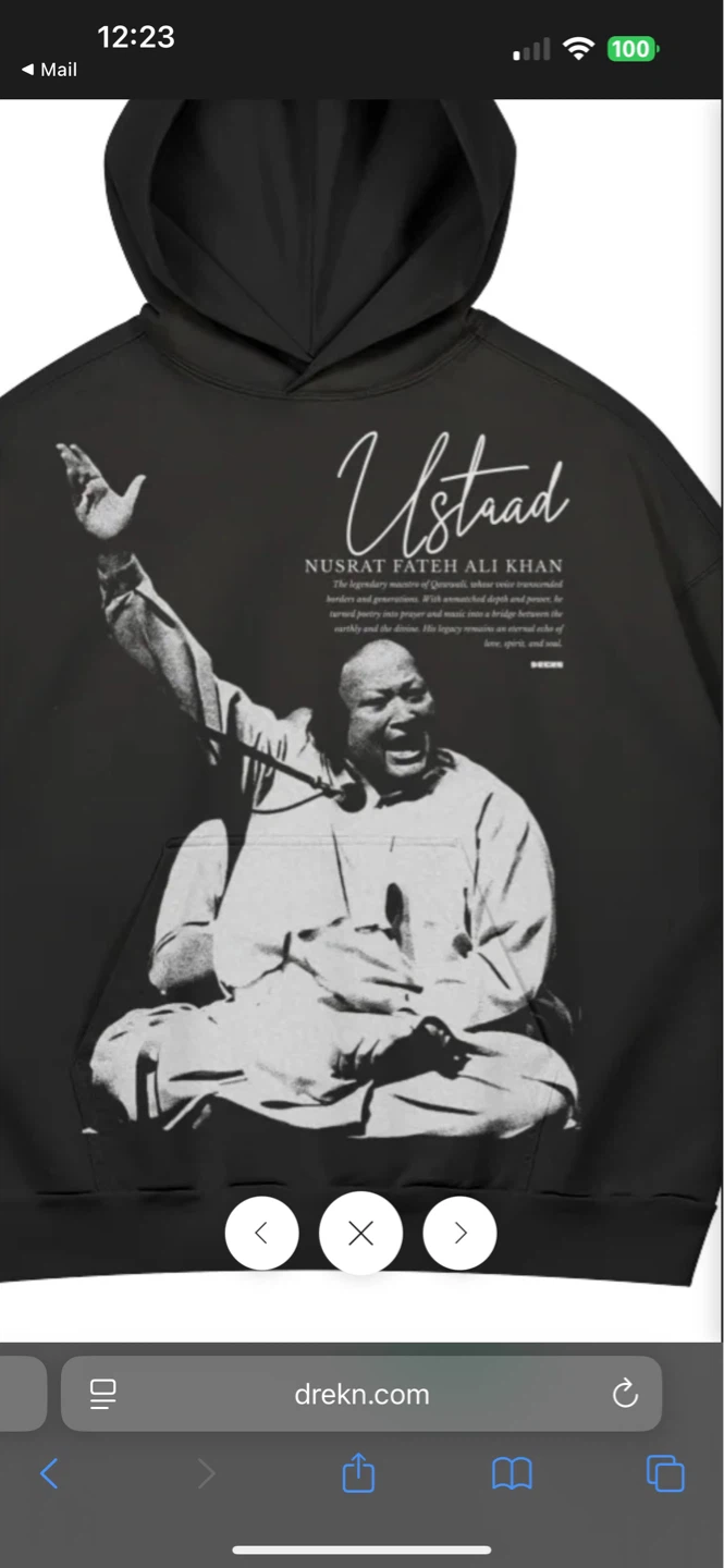 Ustaad Nusrat Fateh Ali Khan Black Hoodie