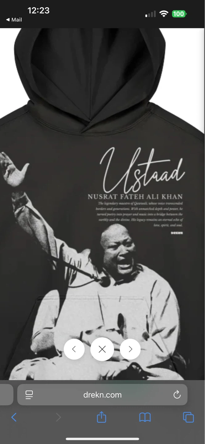 Ustaad Nusrat Fateh Ali Khan Black Hoodie - photo 3