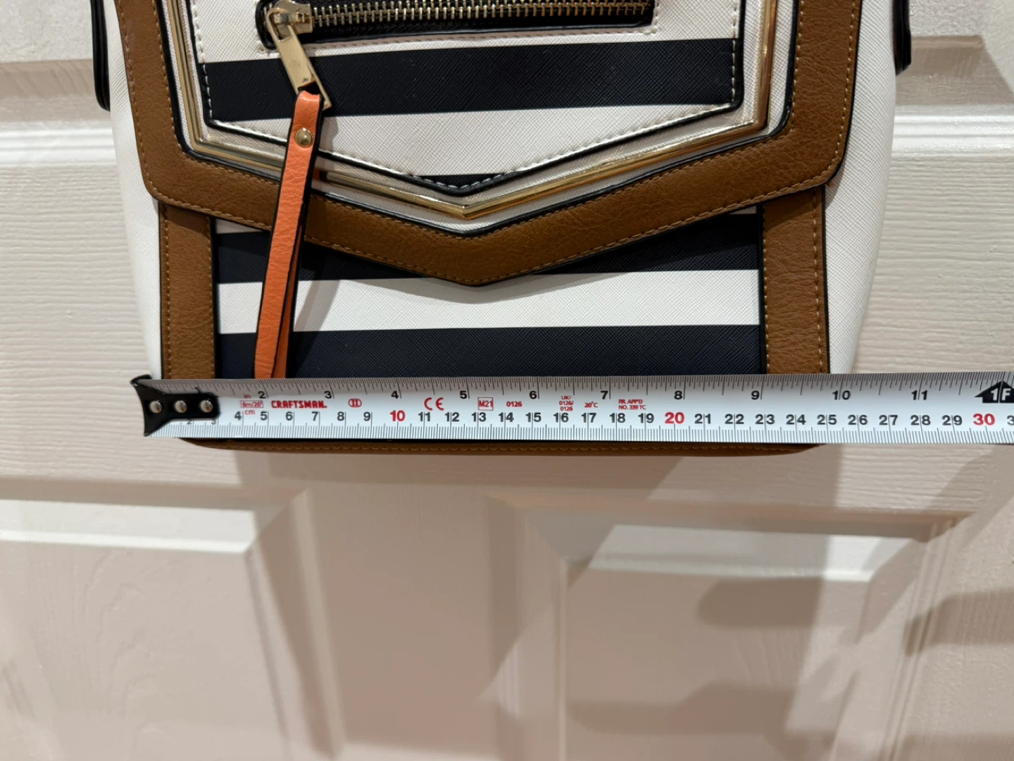 Striped Crossbody Bag with Brown Trim - photo 4