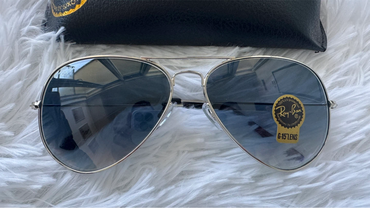 NEW Ray-Ban Aviator Sunglasses Silver Frame - photo 2