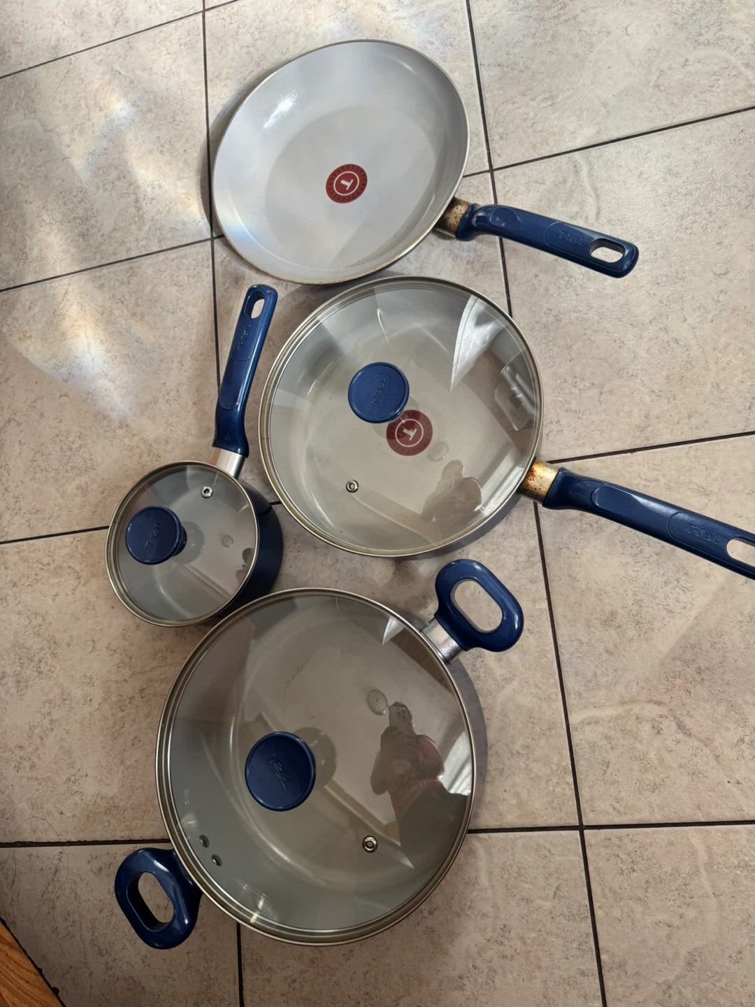 T-Fal Blue Nonstick Cookware Set with Lids - photo 2