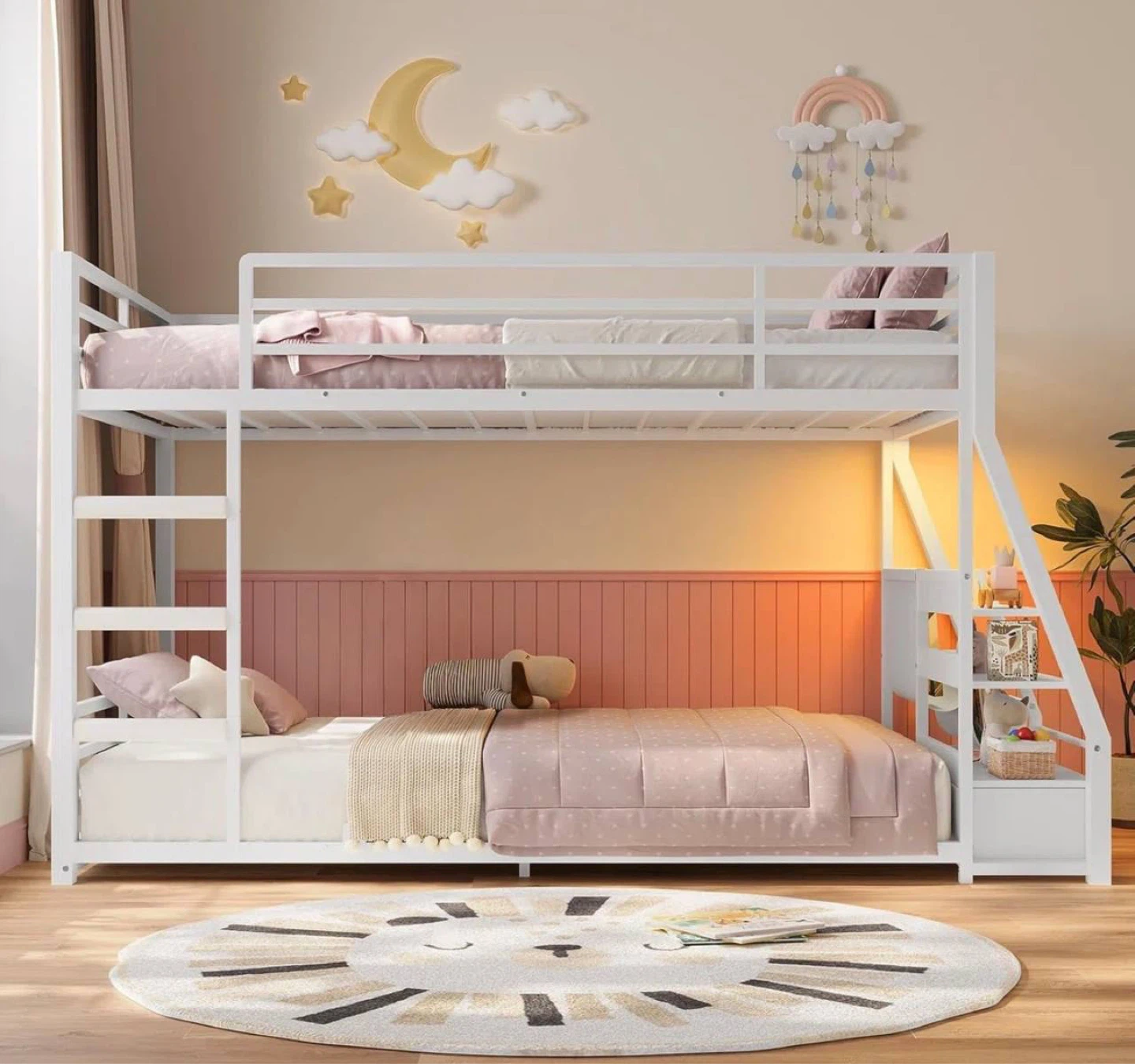 Led Metal Floor Bunk Twin Over Twin With Full-length