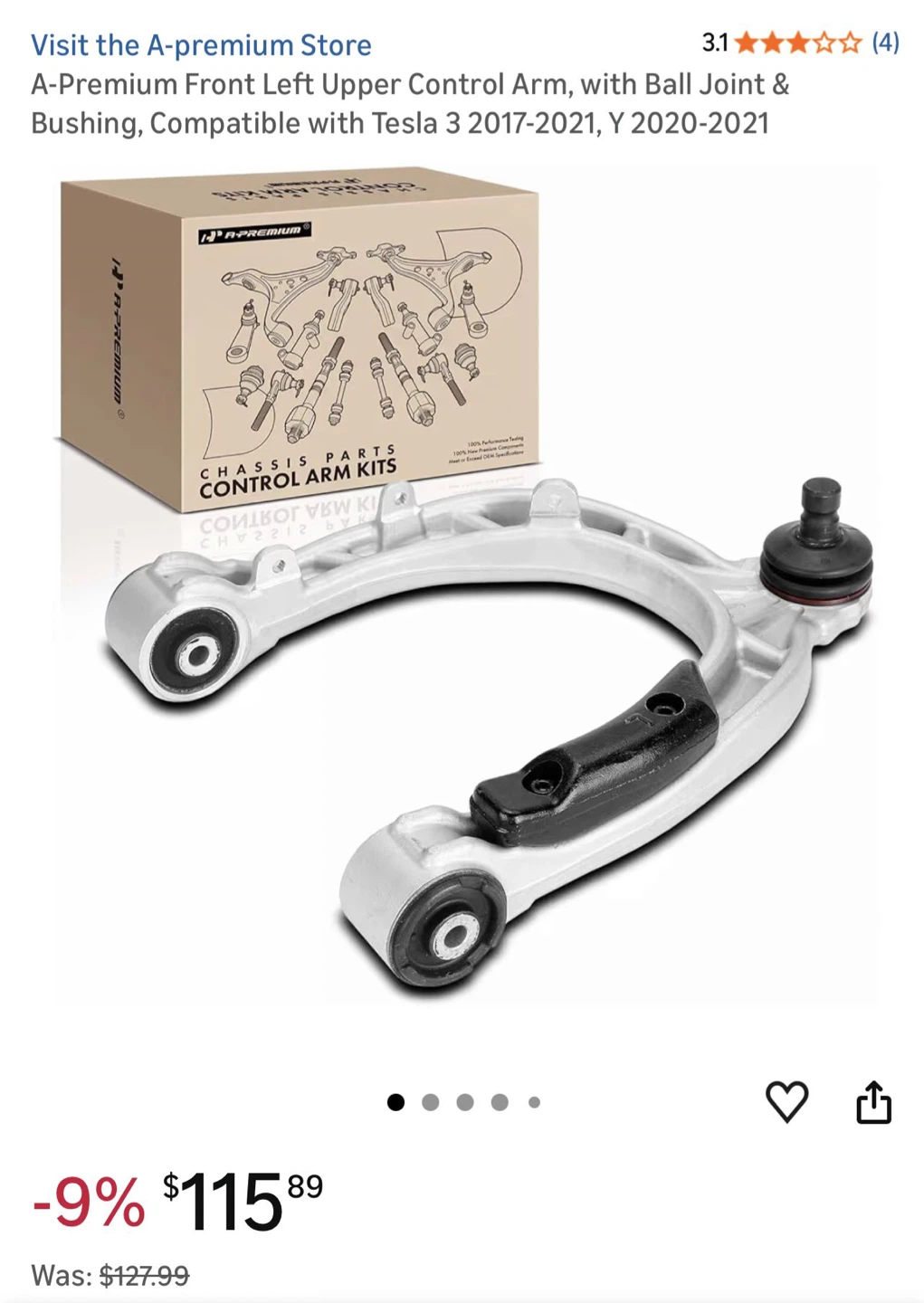 A-Premium Front Left Upper Control Arm for Tesla Model 3/