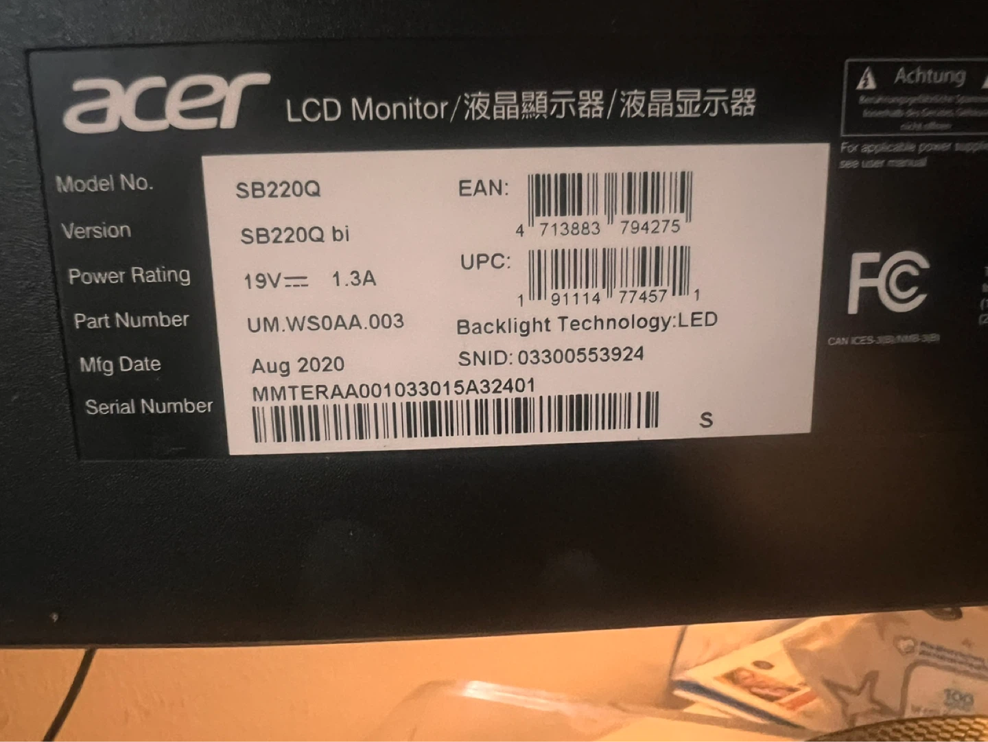 Acer SB220Q LCD Monitor 21.5” - photo 3
