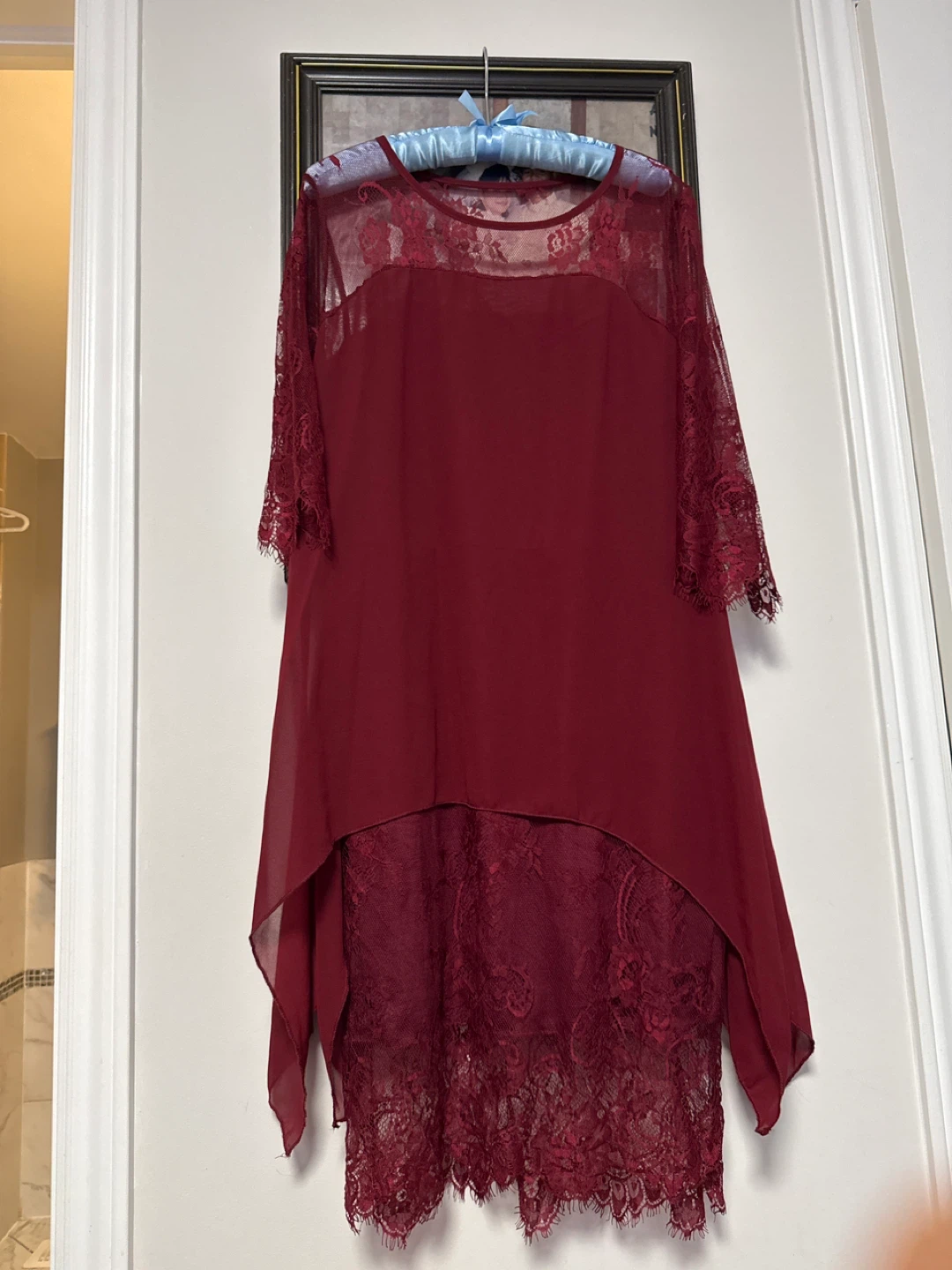 Maroon lace overlay dress