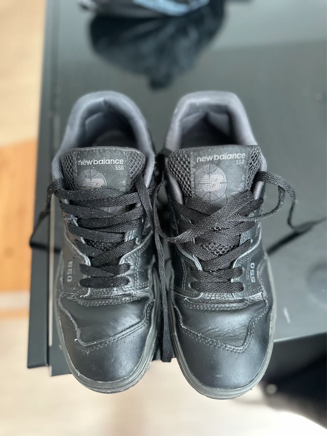 New Balance 550 Black Leather Sneakers