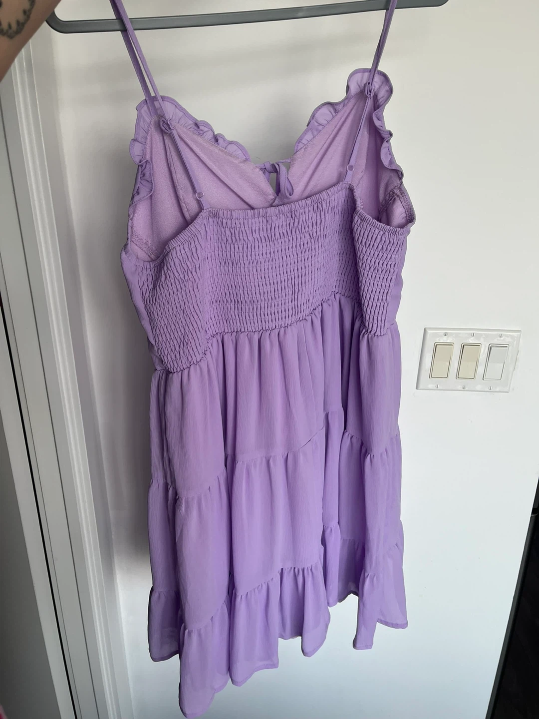 Shein Curve Lavender Tiered Ruffle Mini Dress 1XL - photo 3