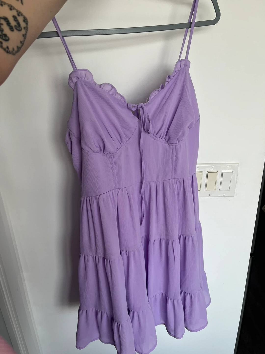 Shein Curve Lavender Tiered Ruffle Mini Dress 1XL - photo 2