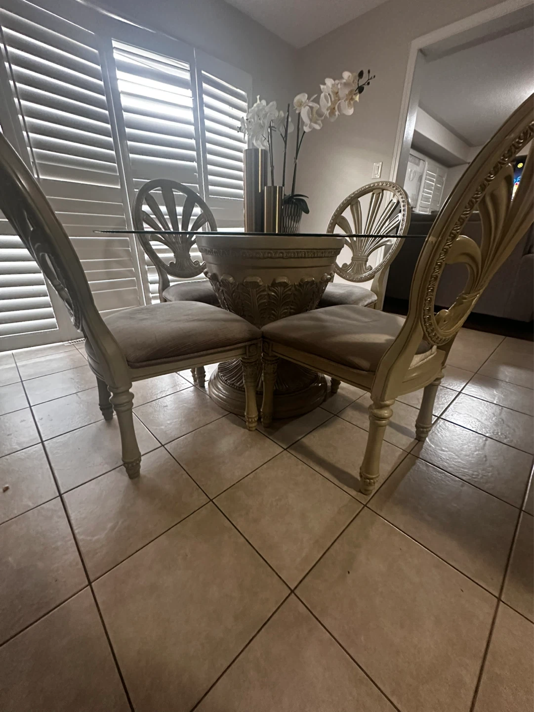 Dining Set Chairs and Glass Table