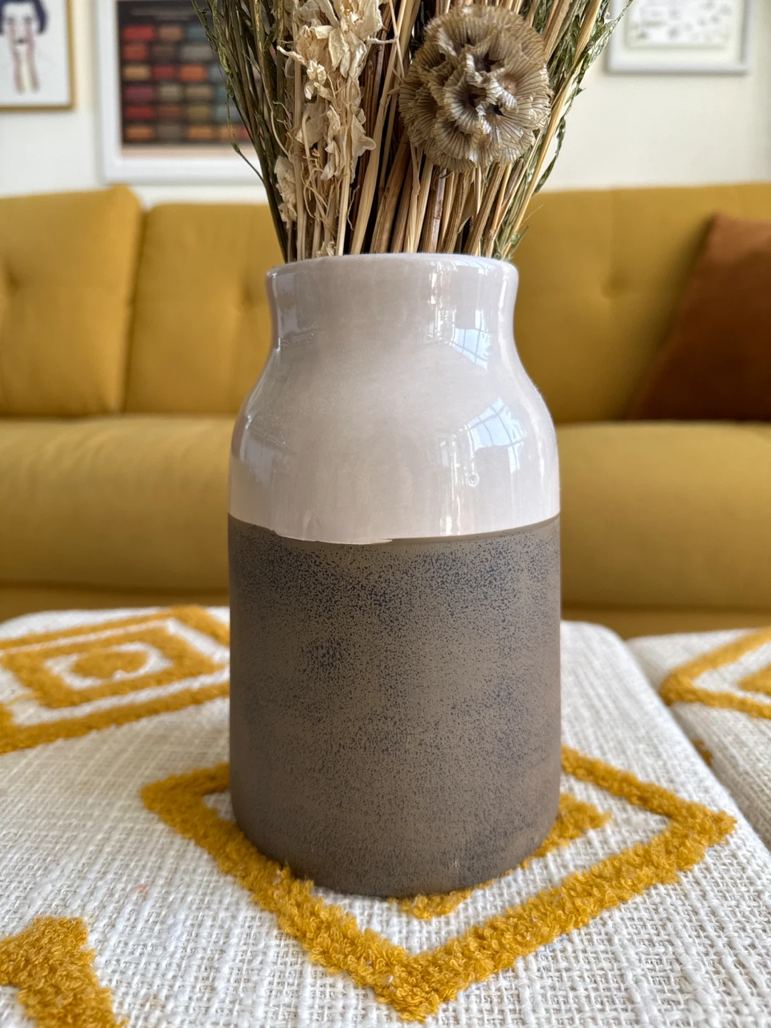 Dried Floral Arrangement in Two-Tone Vase - photo 2