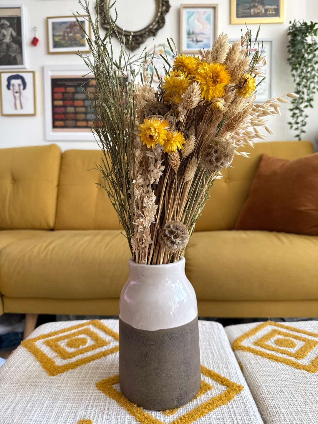 Dried Floral Arrangement in Two-Tone Vase