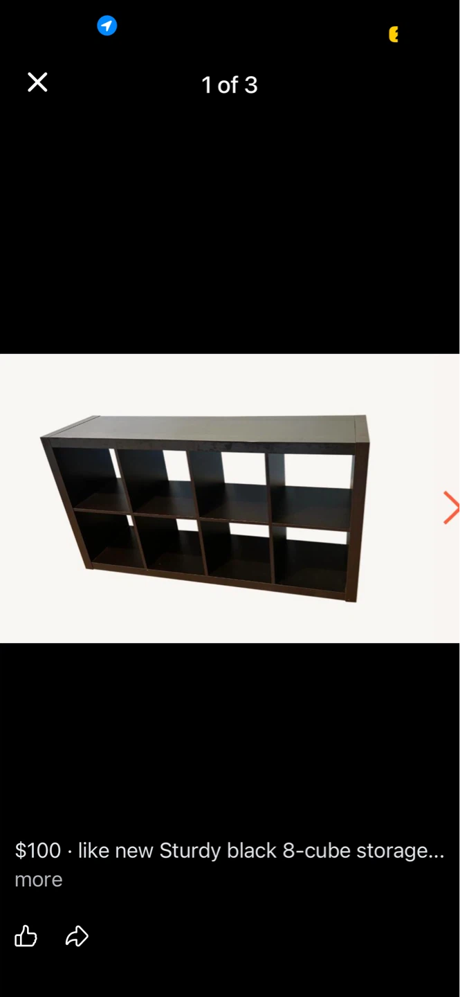 Sturdy Black 8-Cube Storage Unit