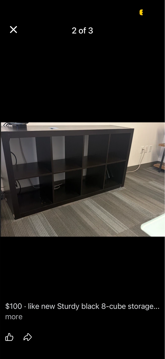 Sturdy Black 8-Cube Storage Unit - photo 2
