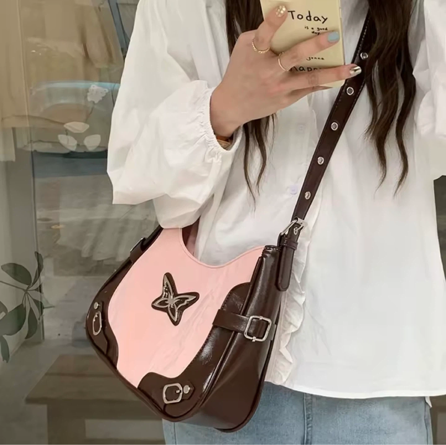 Y2K Pink and Brown Butterfly Bag - photo 2