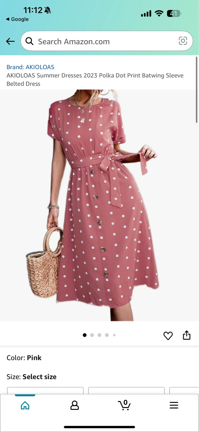 Women's Pink Polka Dot Belted Midi Dress - photo 3