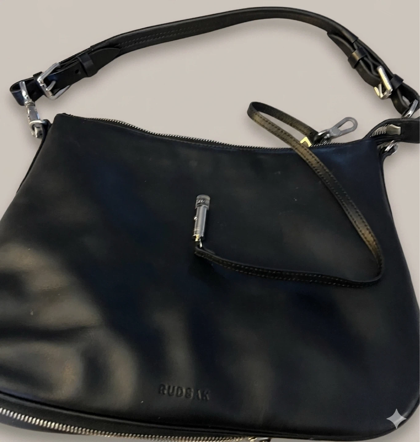 RUDSAK Black Leather Shoulder Bag