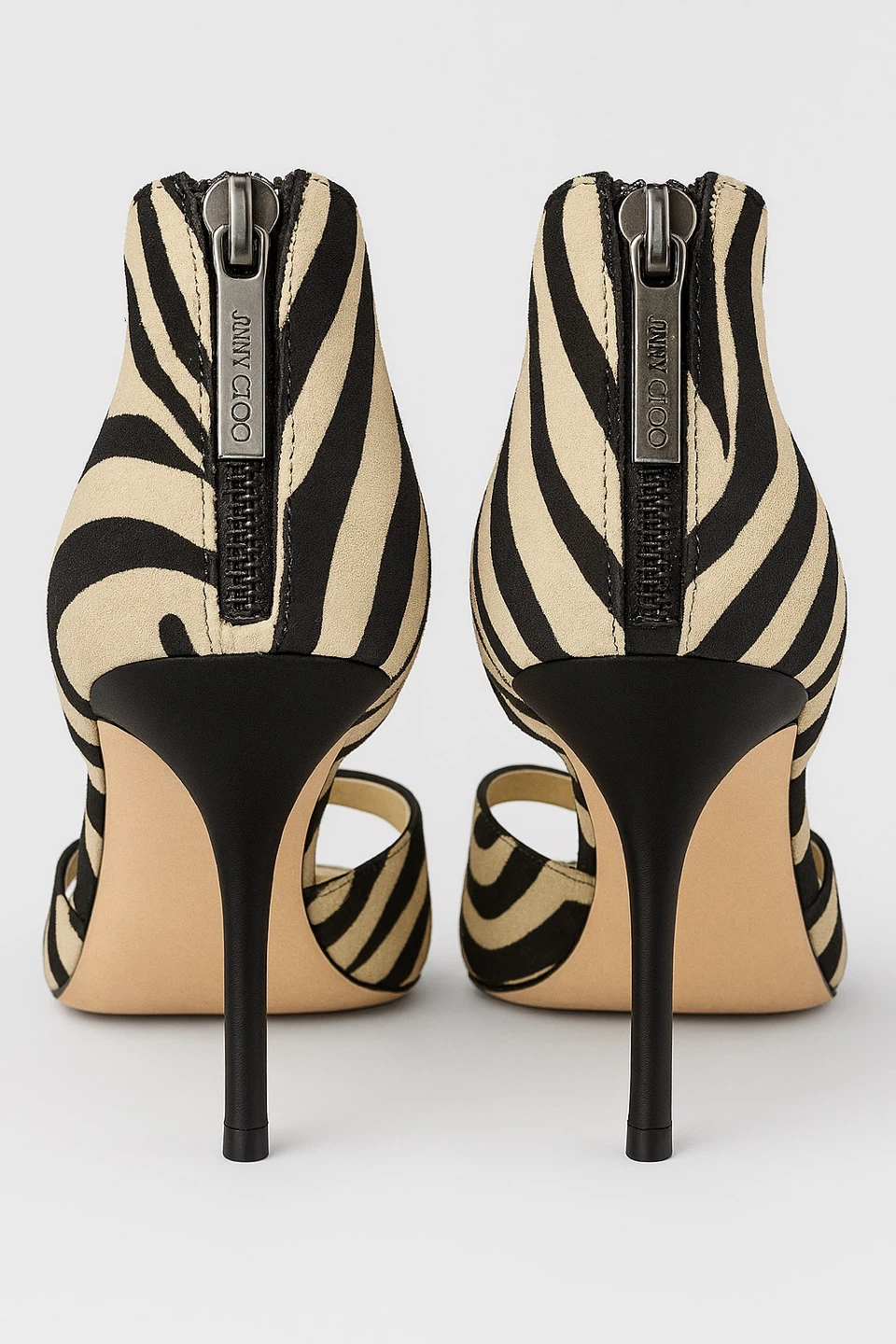 Jimmy Choo Zebra Print Studded Heels Size 39 - photo 2